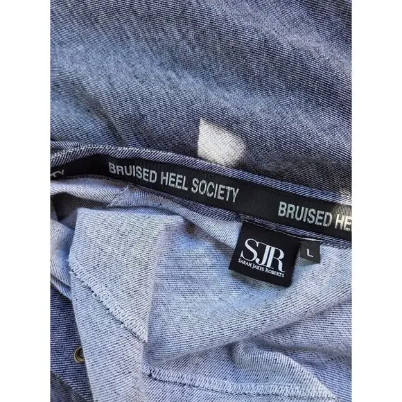 SJR Utility Jumpsuit L Chambray Boiler Suit Streetwear Cool Bruised Heel Society